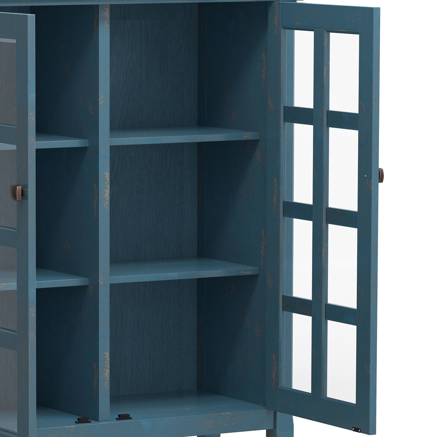 Alt View 5. Simpli Home - Acadian Medium Storage Cabinet - Distressed Coastal Blue.