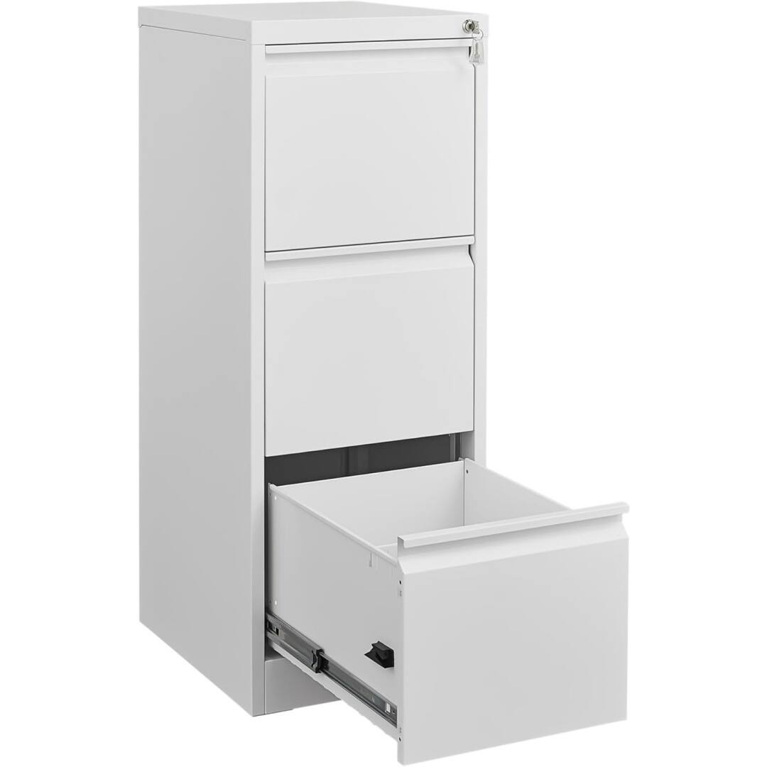 Left. GARVEE - 3 Drawer Metal Filing Cabinet, Vertical File Cabinets with Lock Home Office Metal File Organizer - White.