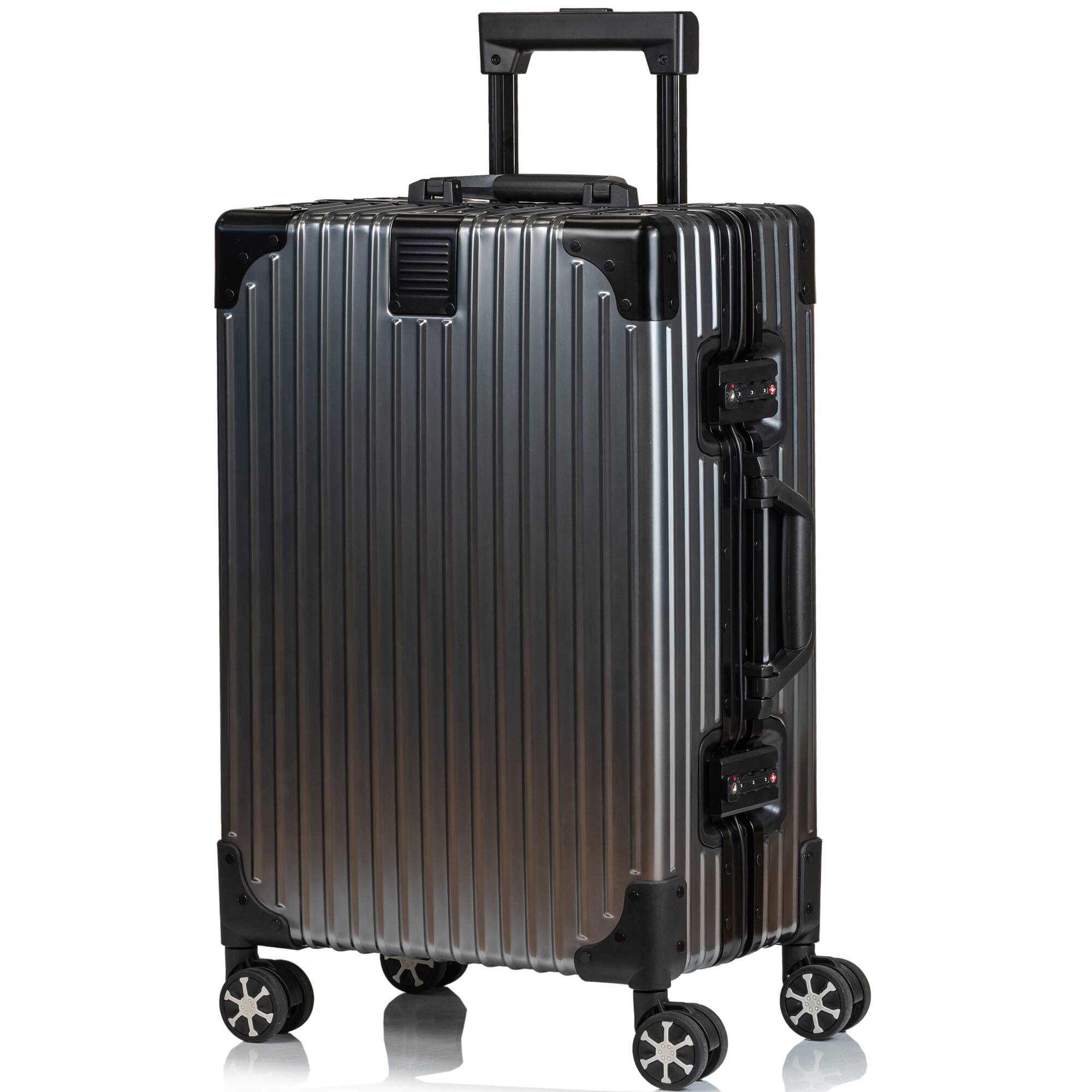 Angle. Champs - Elite Aluminum Collection Carry-on Luggage Case - Grey.
