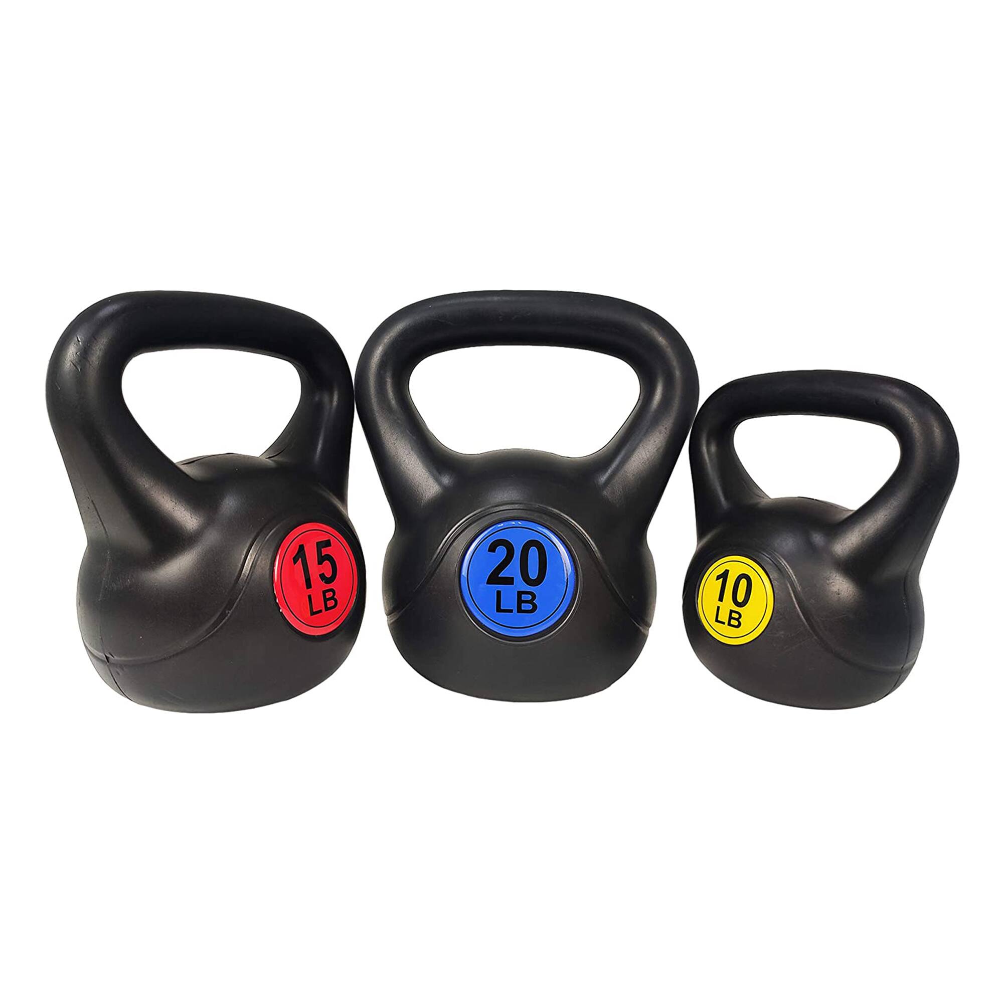 Alt View 8. BalanceFrom Fitness - BalanceFrom Kettlebell Fitness Exercise Weights, Set of 3, 10, 15, and 20 Pounds - Black.
