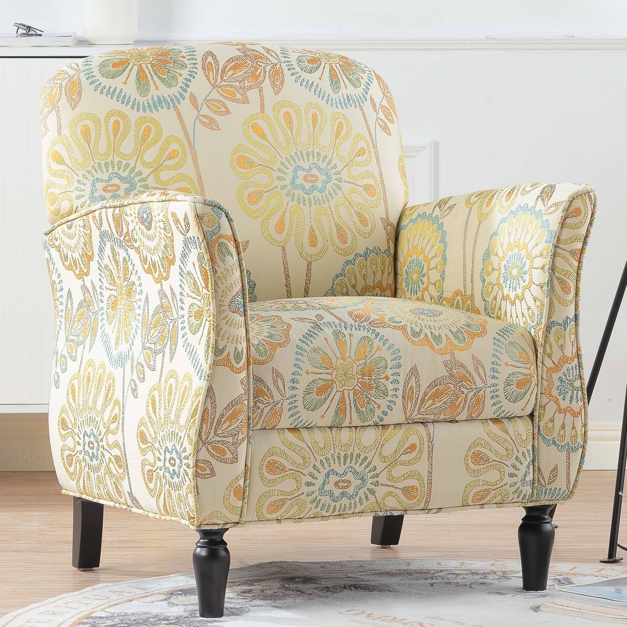 Angle. Boyel Living - Modern Fabric Upholstered Accent Chair - Beige and Brown.
