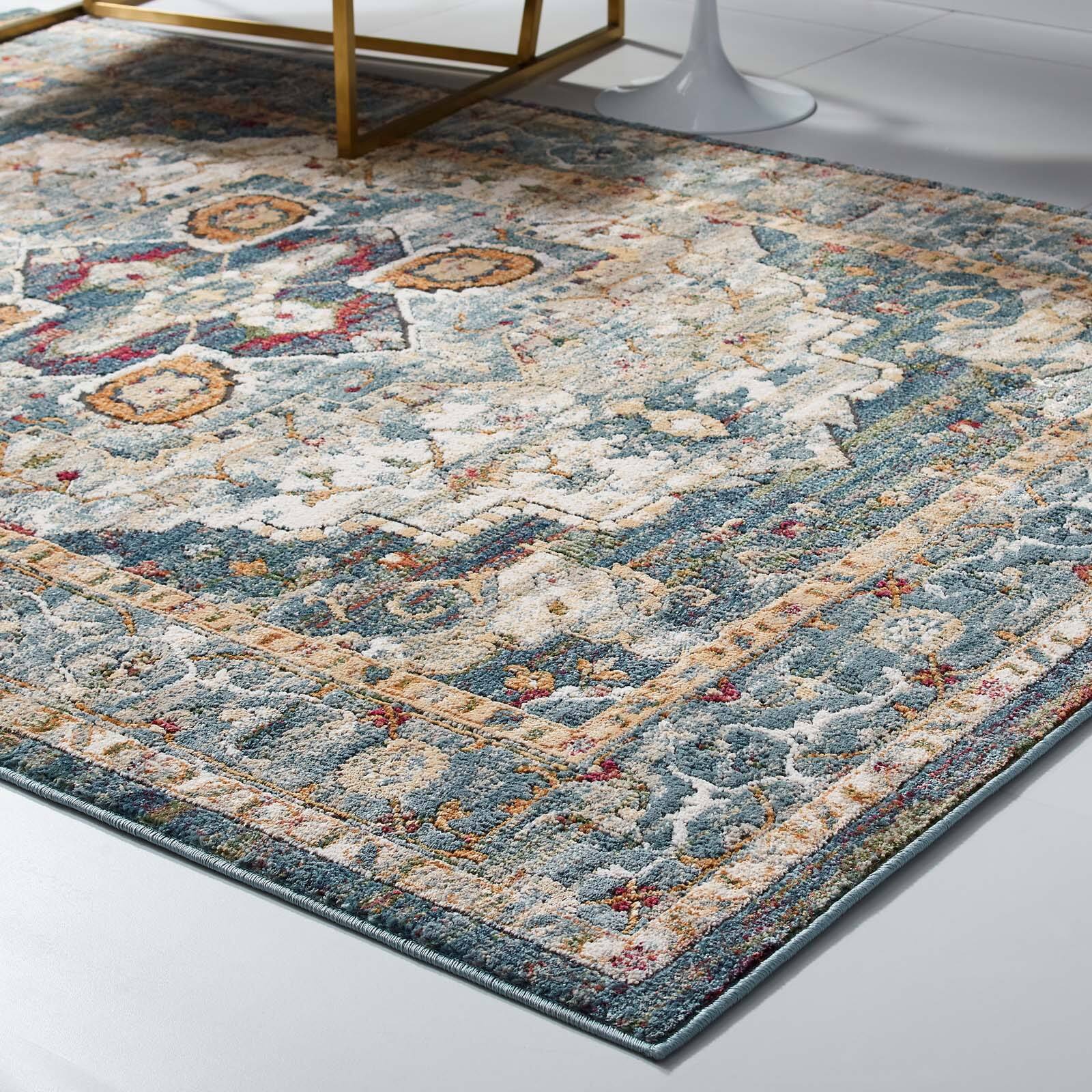 Back. Modway - Tribute Diantha Distressed Vintage Floral Vintage Medallion Area Rug - Multicolor.