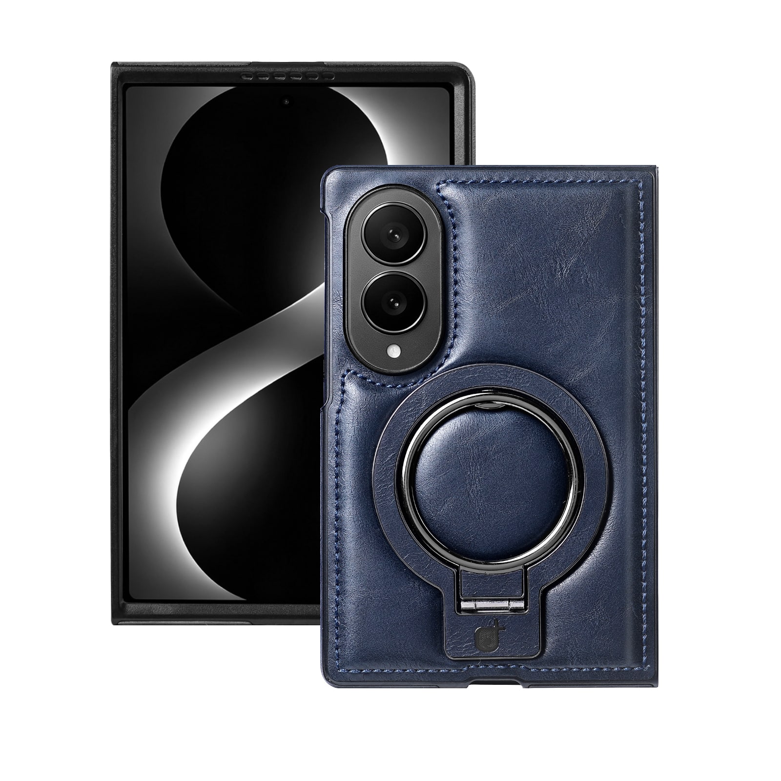 Dteck - Premium Leather Shockproof Non-Slip Magnetic Invisible Ring Stand Phone Case for Samsung Galaxy Z Fold8 - Blue price history on PriceWatchPro