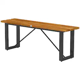 Outsunny - Bench, 2-Person Backless Garden Bench, Acacia Wood Patio Bench Loveseat with Slatted Seat for Porch - Teak