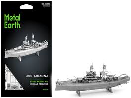 Model Kit USS Arizona Battleship (Challenging Difficulty) Steel Model by Metal Earth - Silver