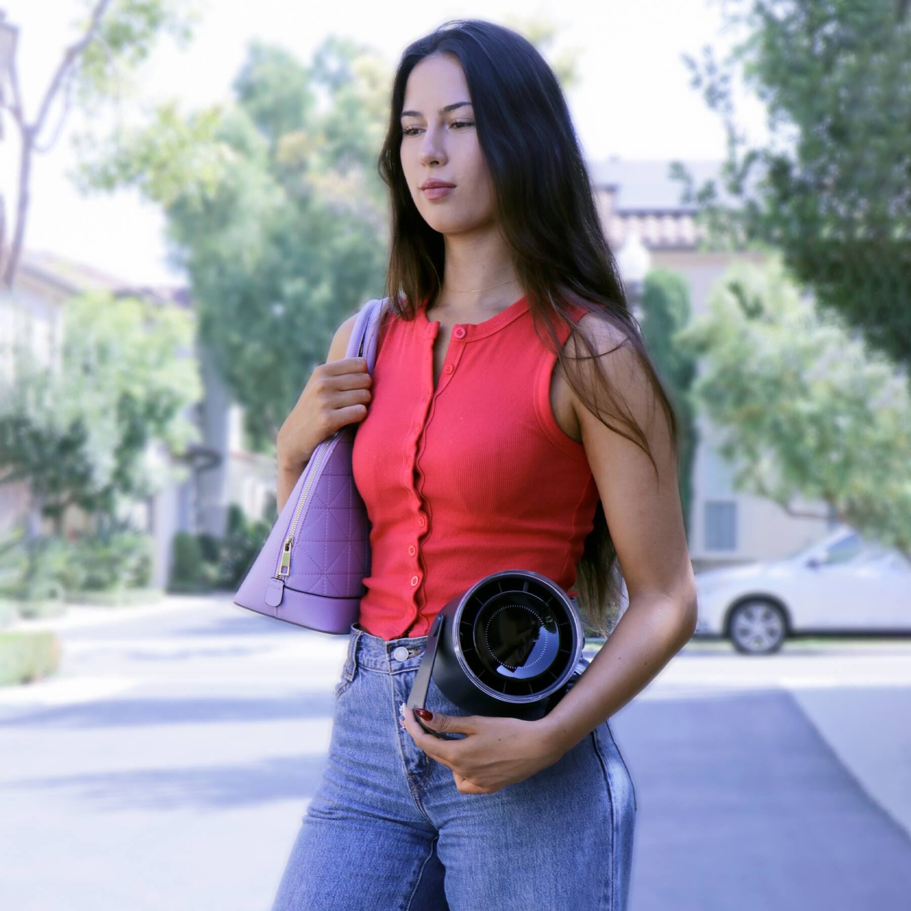 Left. Aluratek - Aluratek  Vortex Pro Max Rechargeable Desk Fan ADF03F - Black.