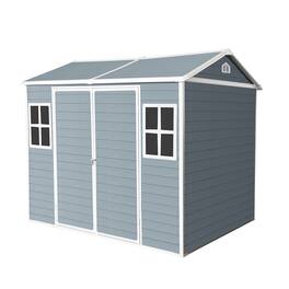 Mondawe - 8 x 6 ft Resin Outdoor Storage Shed with Floor & Two Windows & Lockable Door - Gray