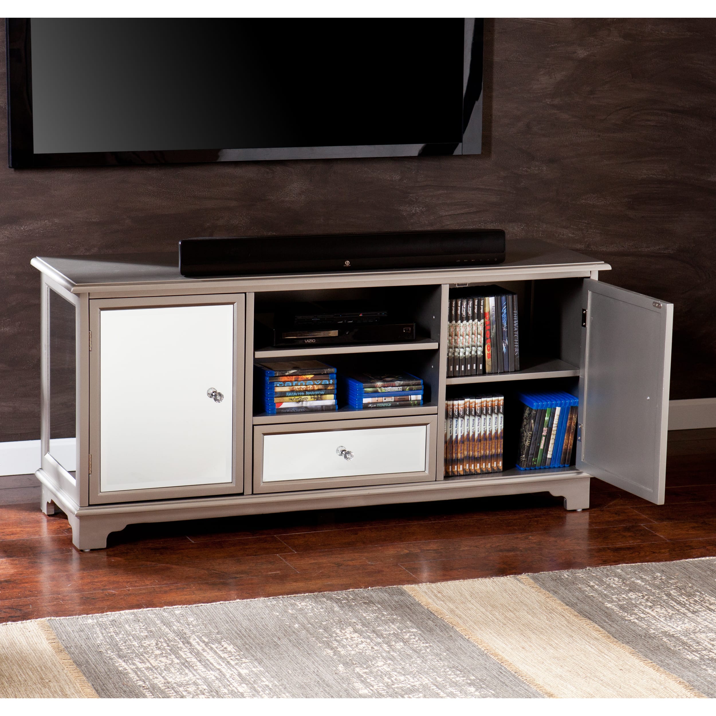 APRILSOUL - Mirage TV and Media Stand - Silver