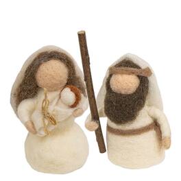 BreeBe - 2/Set Nativity Felted Ornaments - Cream, Light Brown