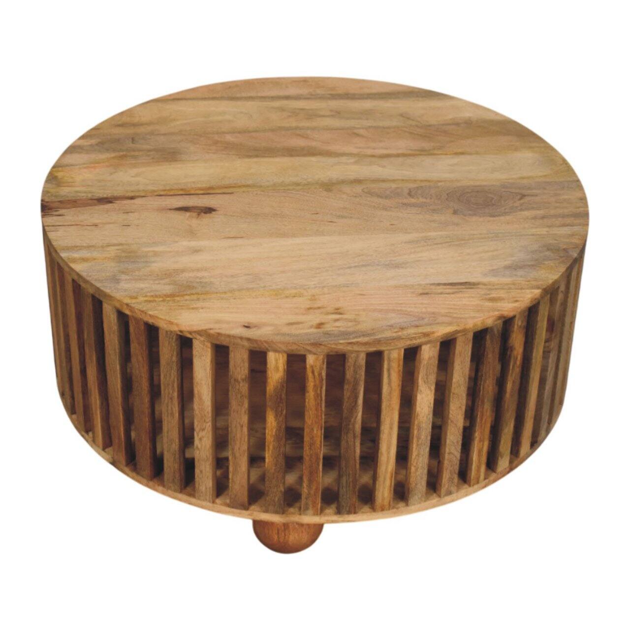 Alt View 1. Artisan Furniture - Artisan Furniture Solid Wood Slatted Round Coffee Table, Oak-ish, Light Brown - Brown.