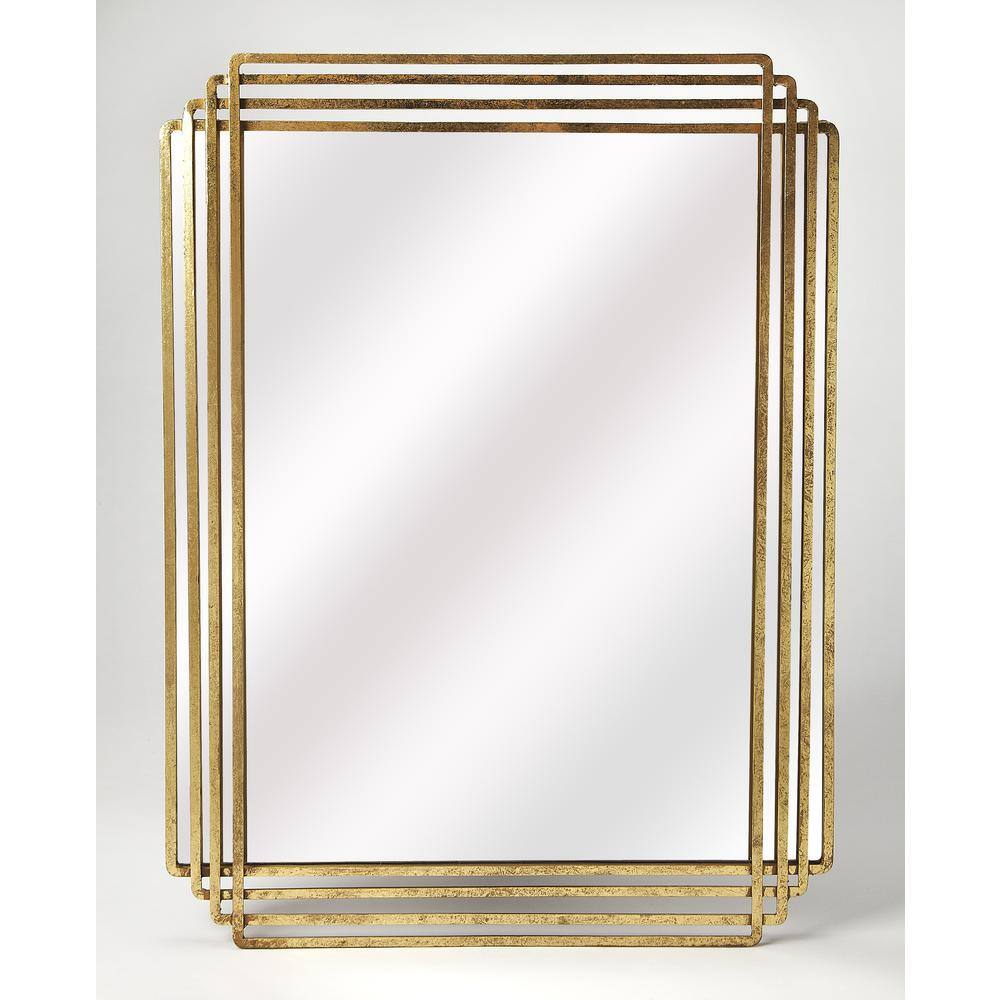 Angle. Butler Specialty - Uptown Rectangular Wall Mirrored - Gold.