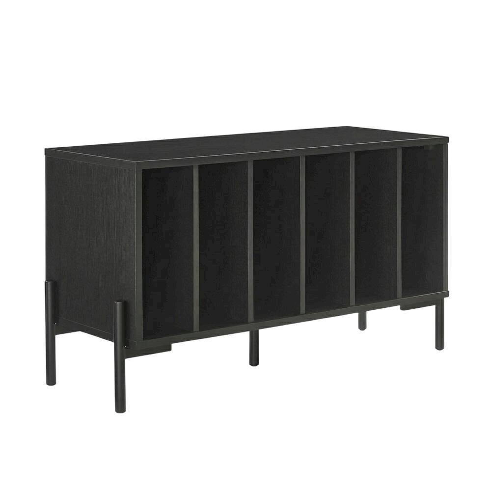 Alt View 1. FurniFact - Wooden record player stand with vinyl storage - Black.