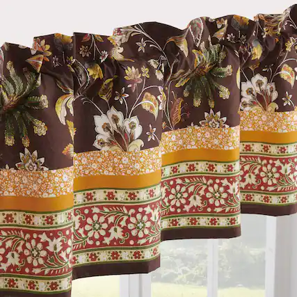 Front. Barefoot Bungalow - Barefoot Bungalow Audrey Valance Window Treatment84x16", Chocolate - Chocolate.