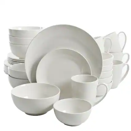 Front. Gibson - Gibson Home Ogalla 30 Piece Porcelain Dinnerware Set in White - White.