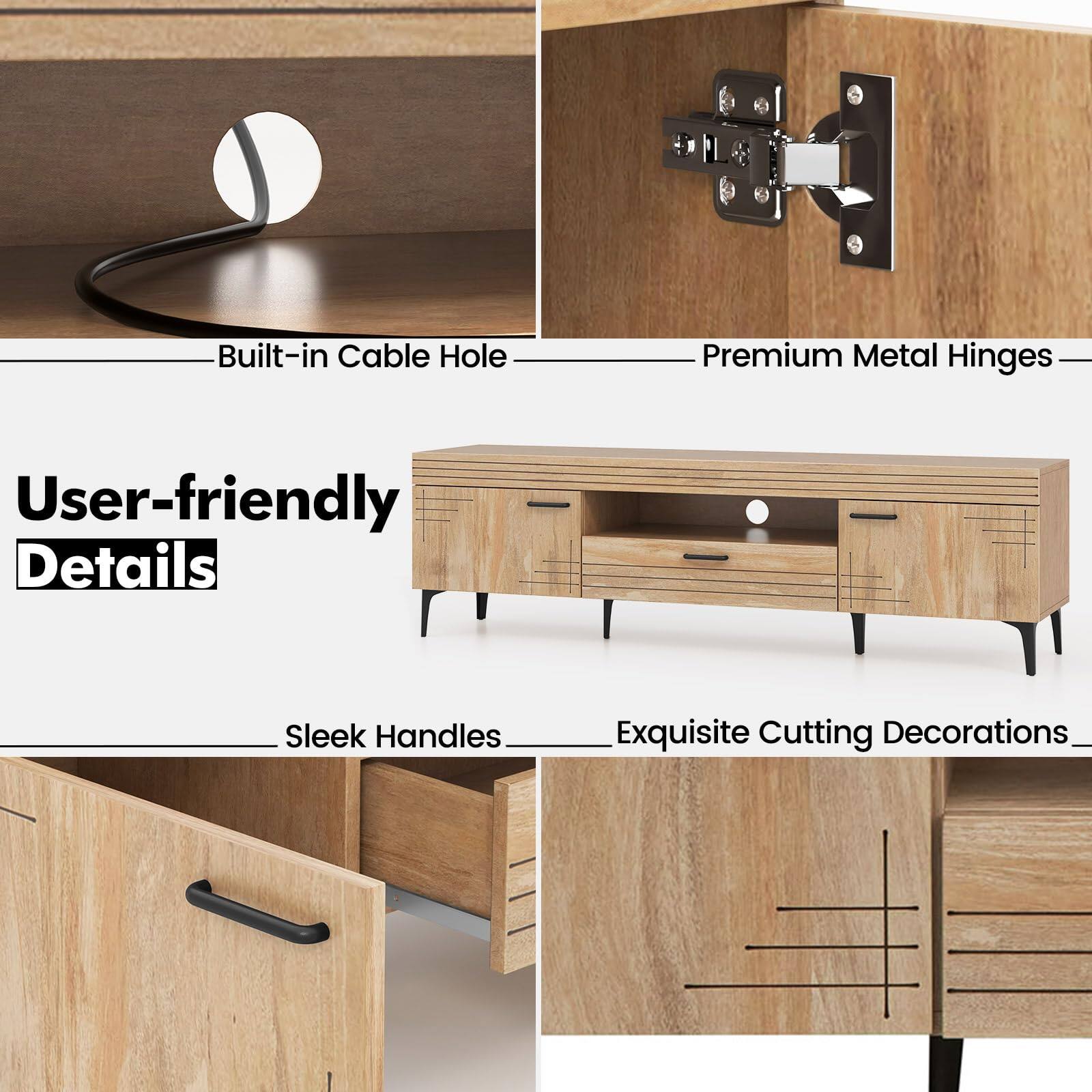 User-friendly Details

- Built-in Cable Hole
- Premium Metal Hinges
- Sleek Handles
- Exquisite Cutting Decorations