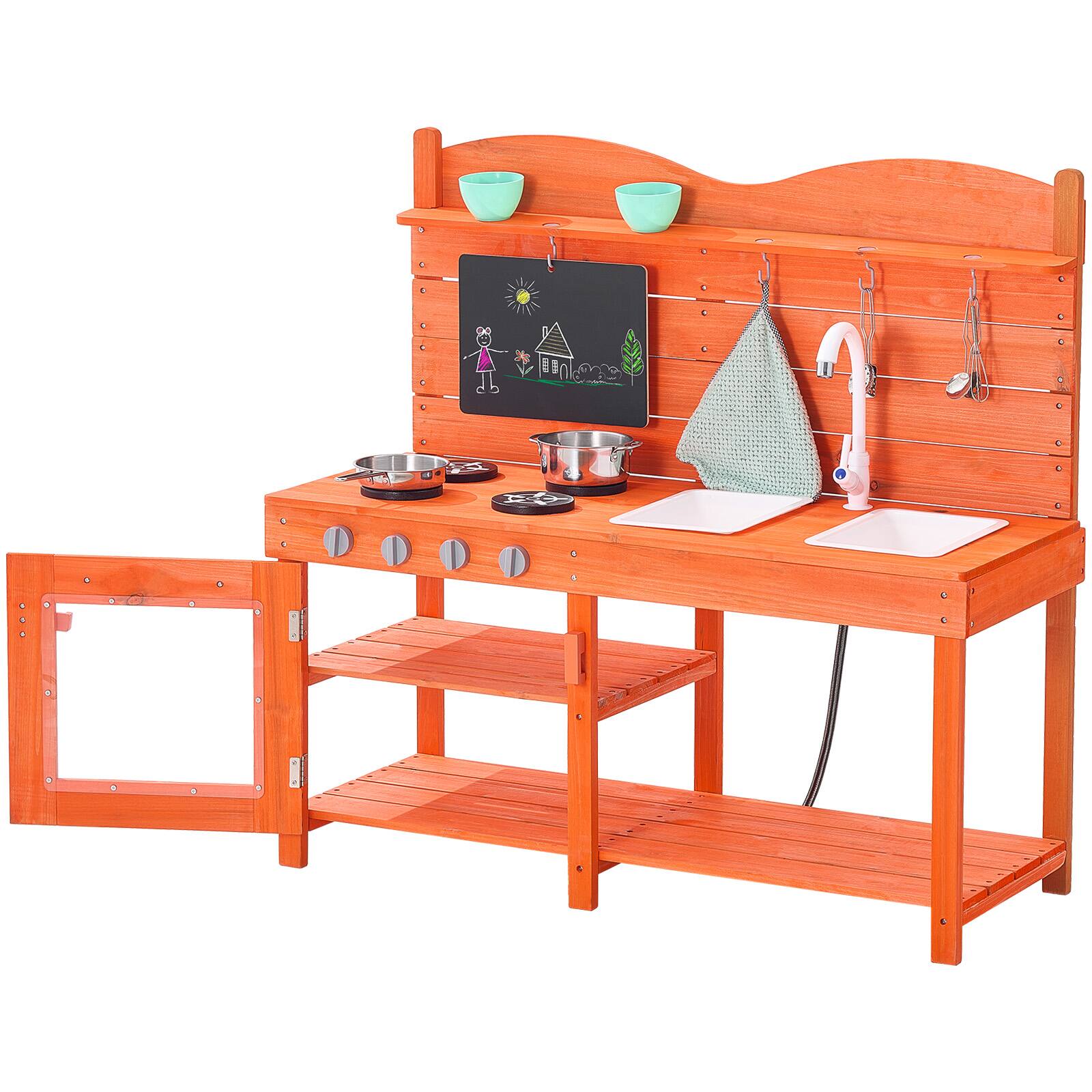 Siljoy - Outdoor Wooden Mud Kitchen Playset, Waterproof, with 13 Accessories, Garden Hose Faucet, for Kids 3‑8 - Wood price history on PriceWatchPro