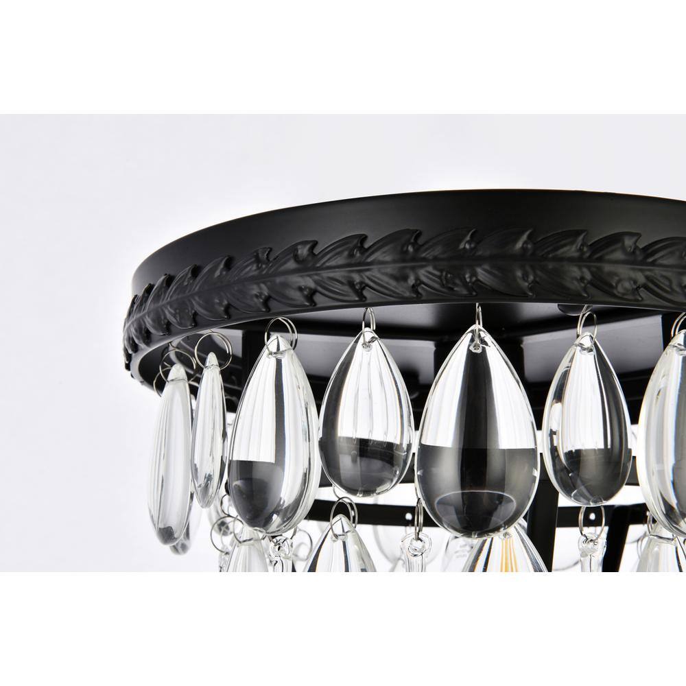 Alt View 2. Elegant Lighting - Nordic 1 light black flush mount - Black And Clear.