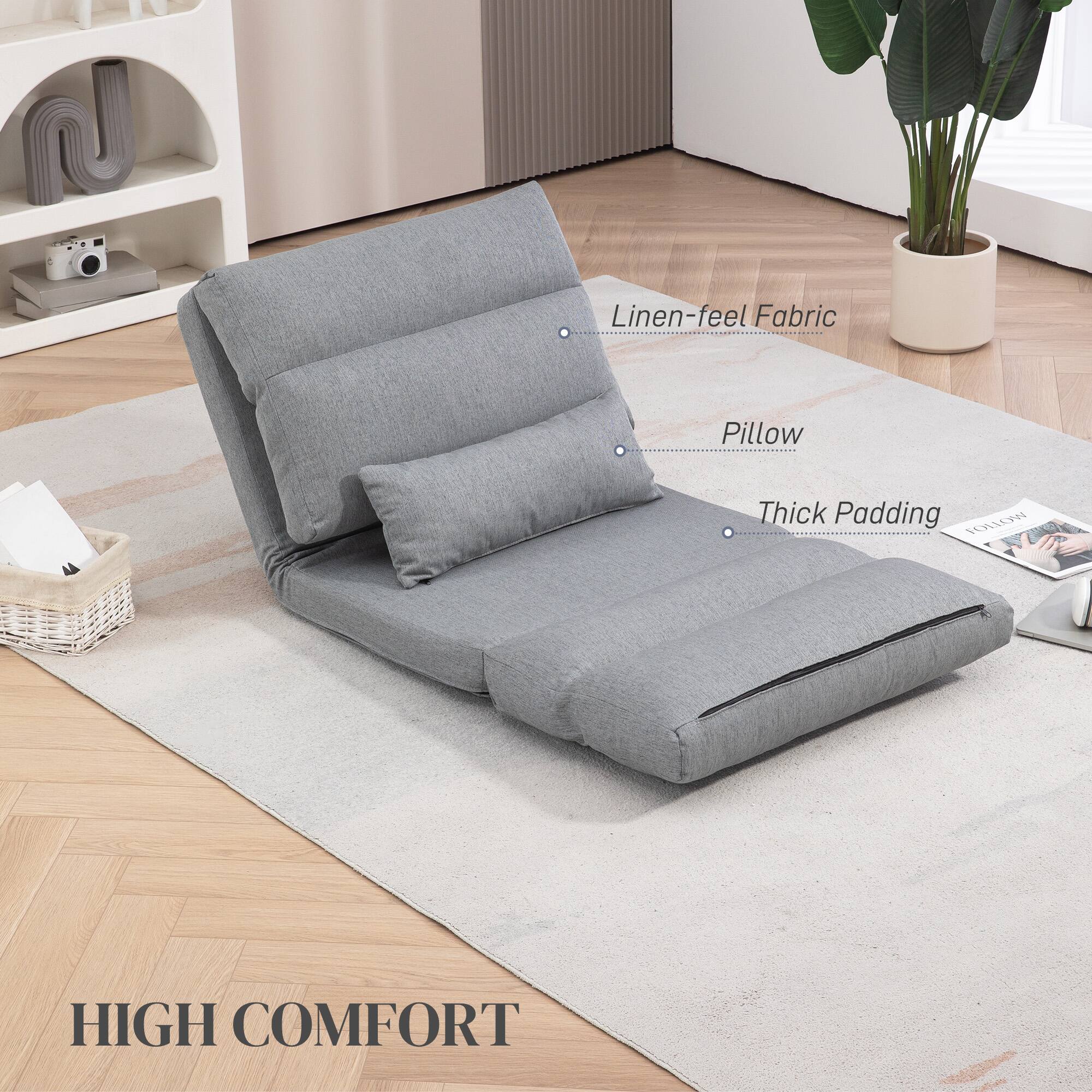 Linen-feel Fabric  
Pillow  
Thick Padding  

HIGH COMFORT