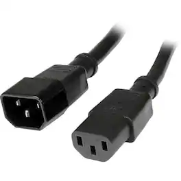 StarTech.com - 1ft (0.3m) Power Extension Cord, C14 to C13, 10A 125V, 18AWG, Computer Power Cord Extension, Power Supply - Black