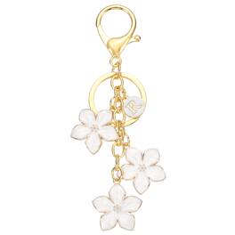 Unique Bargains - Initial Letter Flower Keychain, Alphabet R Drip Oil Cherry Blossom Keyring, Bag/Purse Charm for Birthdays, Christmas - White