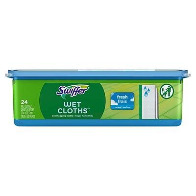 Swiffer  
WET CLOTHS™  
24 WET MOP CLOTHS  
fresh  
frais  
with refreshing scent and long-lasting clean