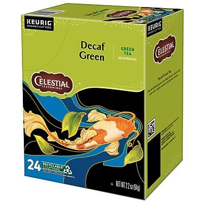 KEURIG GENUINE K-CUP PODS  
Decaf Green Tea  
CELESTIAL SEASONINGS  
24 RECYCLABLE PODS  
NET WT 22 OZ (64g)