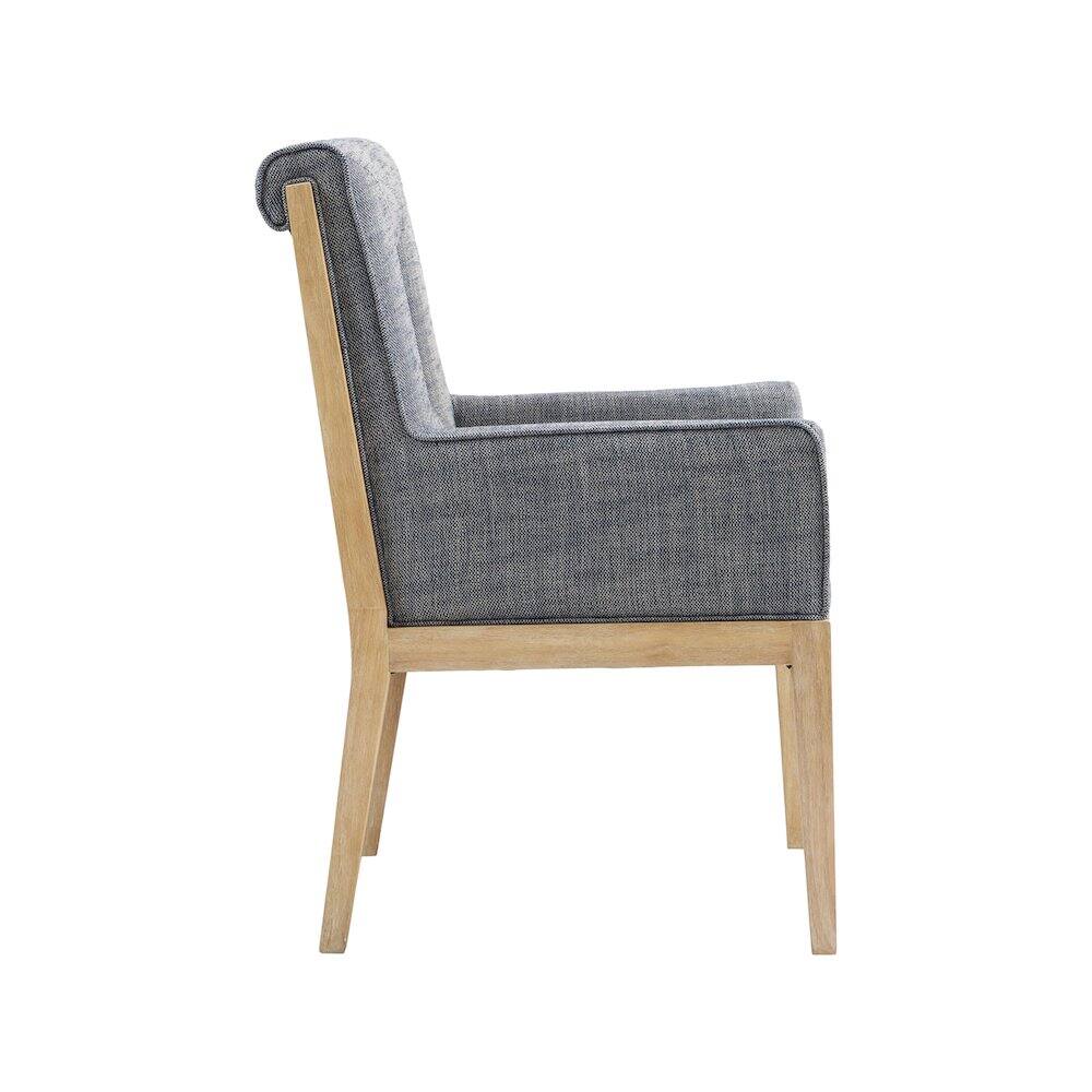 Alt View 3. Meridian Furniture - Gwendolyn Navy Linen Textured Fabric Dining Arm Chair - Blue.