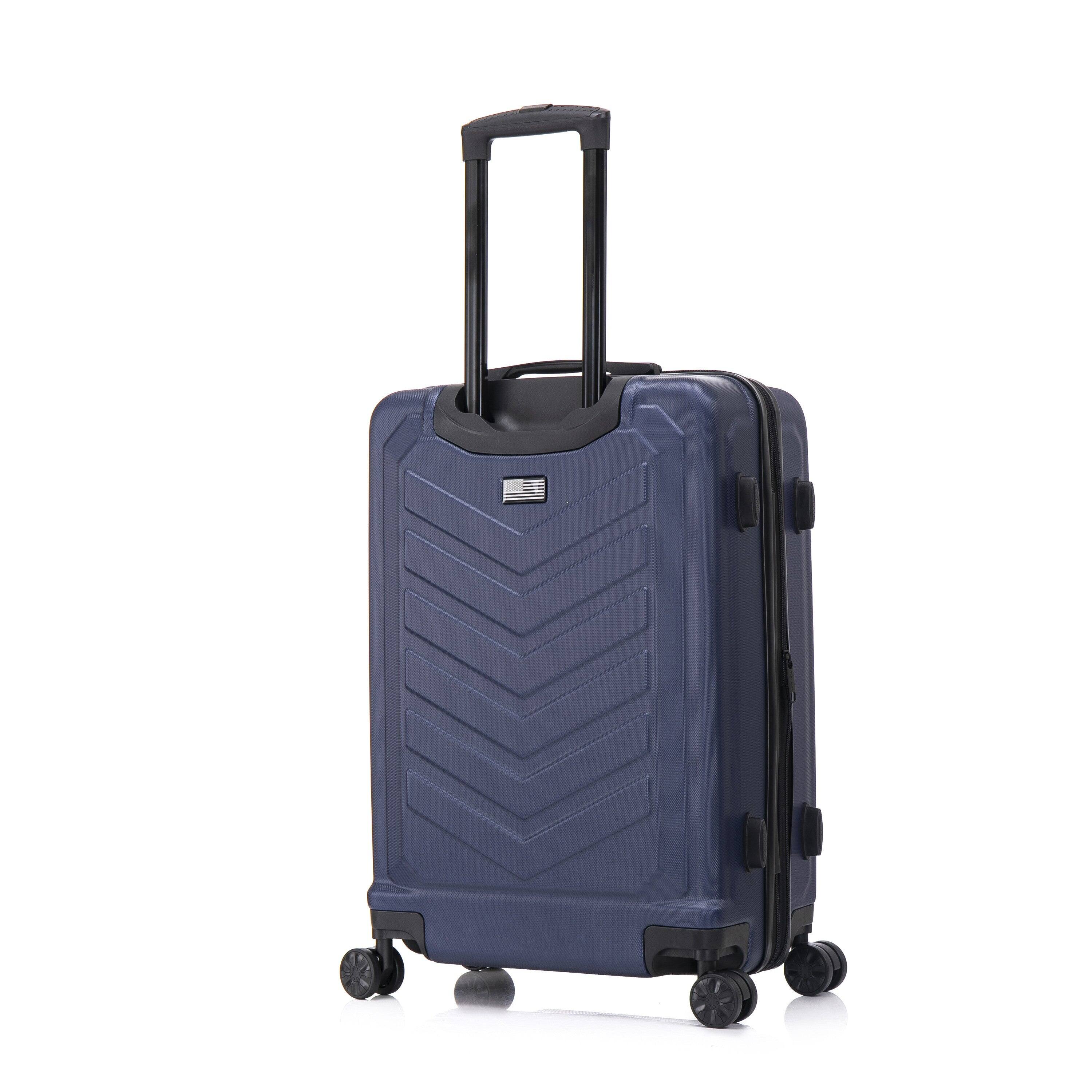 Angle. US Army - FOX PRO 24'' Expandable Medium Suitcase with TSA Lock - NAVY BLUE.