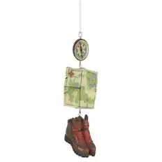 Front. Ganz - Hiking Compass Boots and Map Christmas Tree Ornament 4.75 inch - Multicolor.