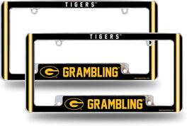 Rico Industries - Grambling State NCAA Tigers (Set of 2) Chrome Metal License Plate Frames with Bold Full Frame Design - Multi