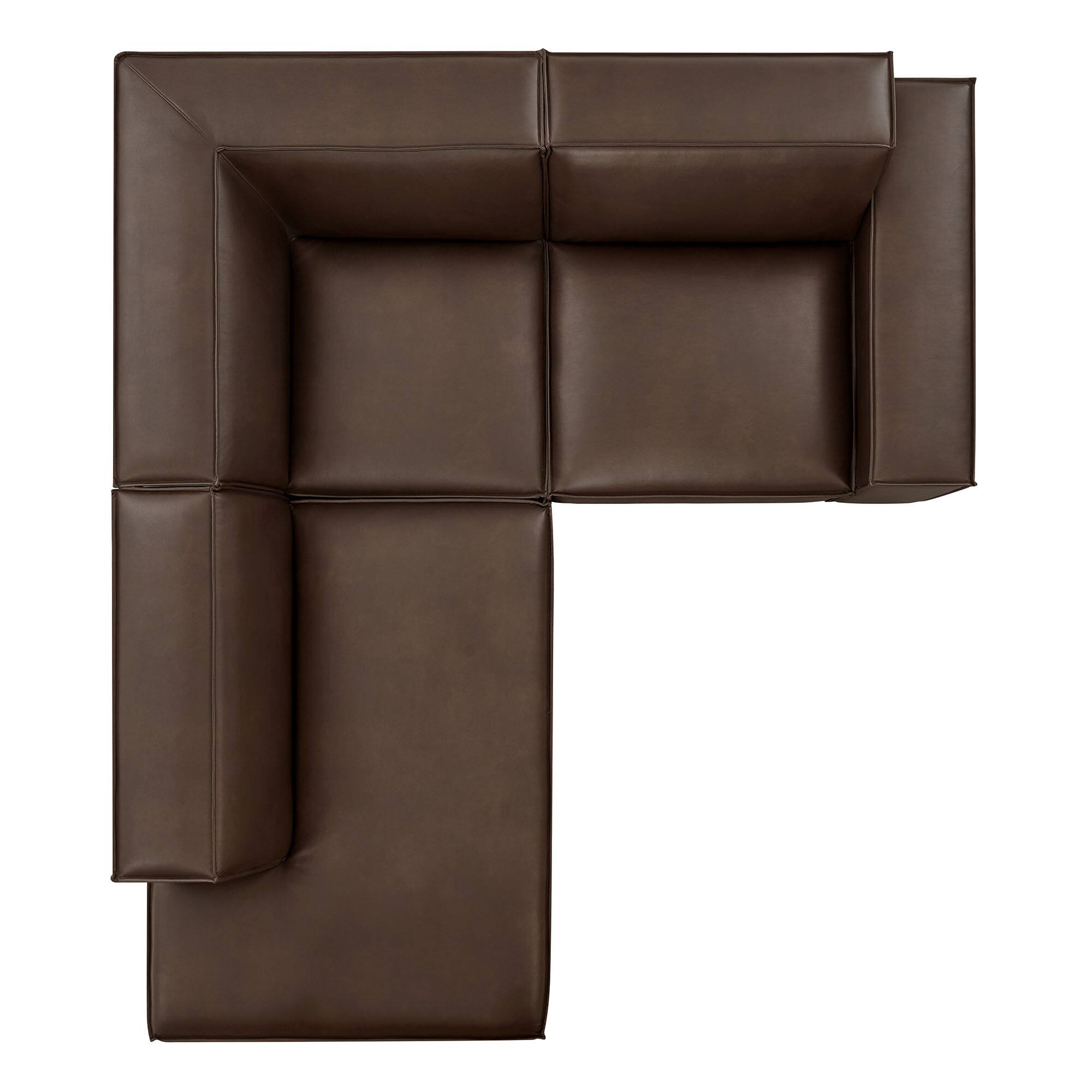 Alt View 6. Modway - Restore 3-Piece Vegan Leather Modular L-Shaped Sectional Sofa by Modway - Espresso.
