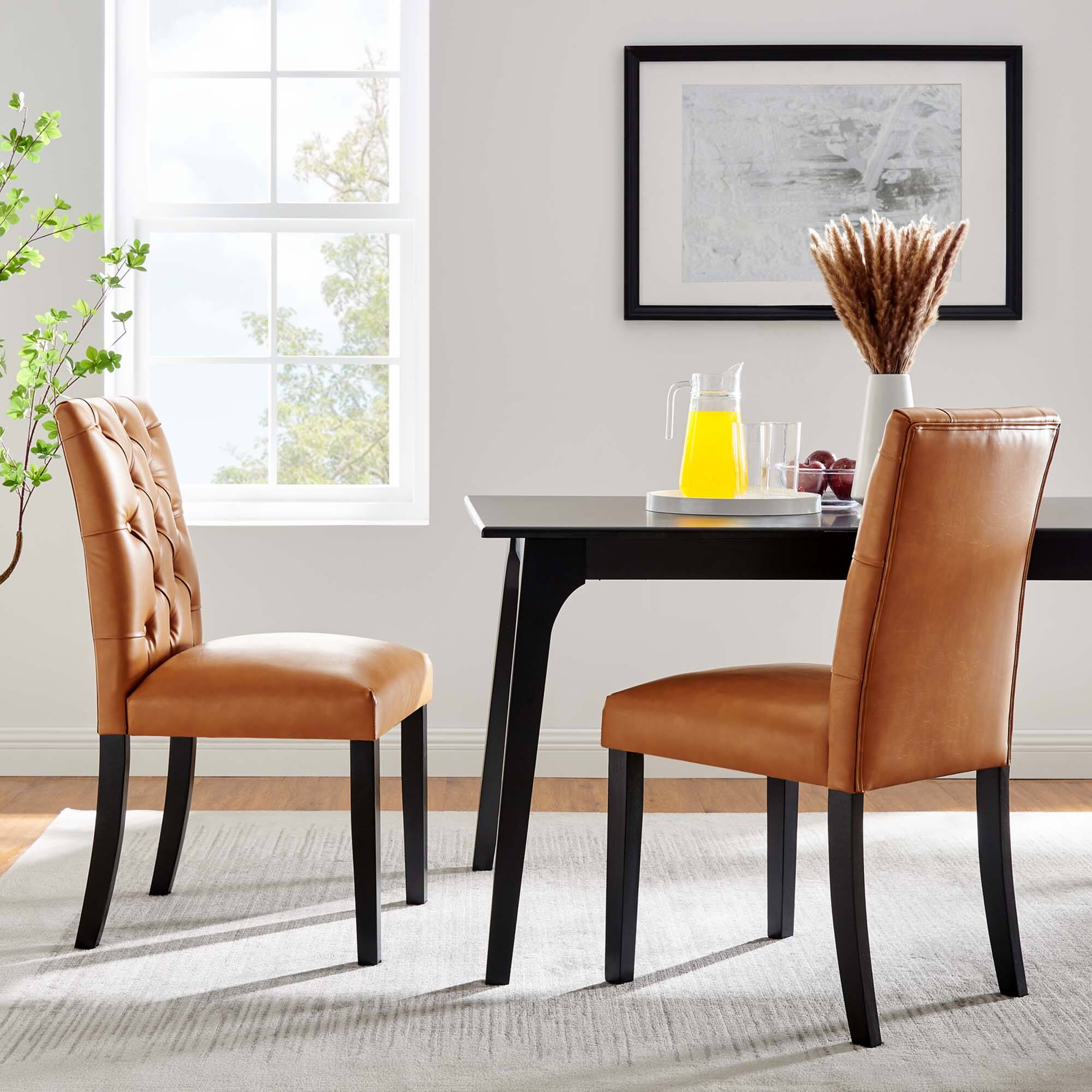 Alt View 6. Modway - Duchess Vinyl Dining Chair Set of 2 by Modway - Brown.