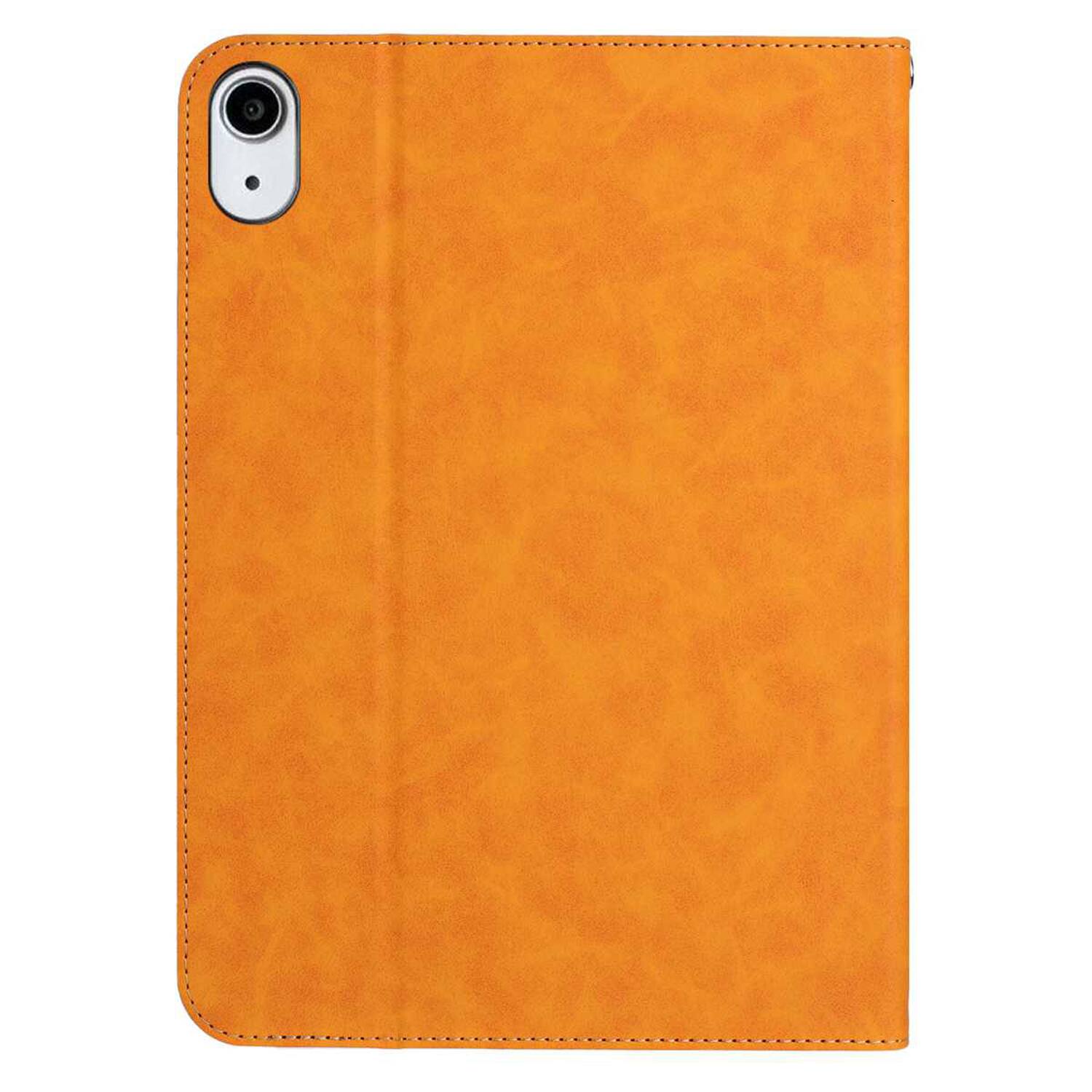 Left. Dteck - Retro PU Leather Folio Case for Apple iPad (A16) 11" 2025/iPad 10th Generation 2022,Shockproof Flip Kickstand Cover - Orange.