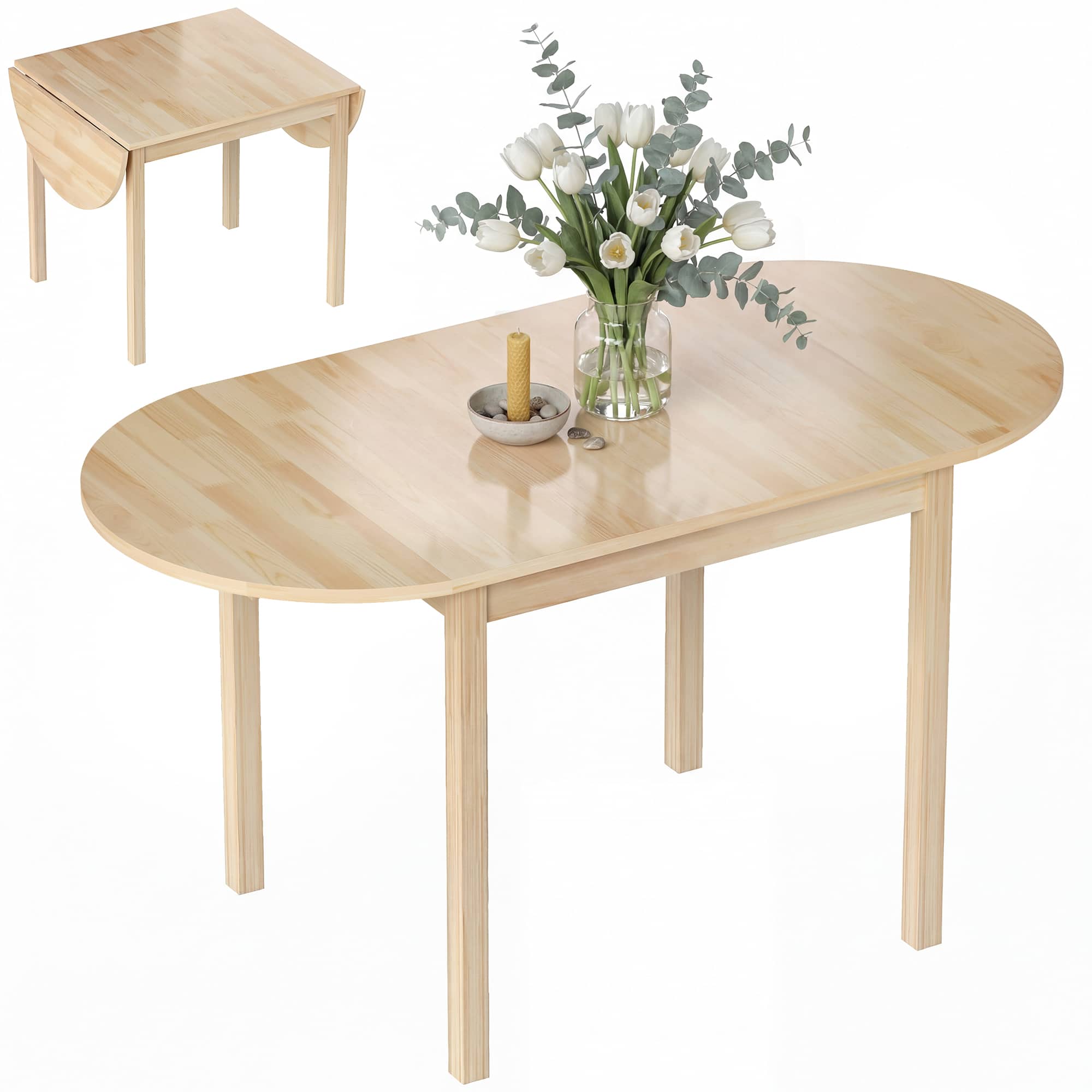 Homcom - Wood Kitchen Table - Natural wood finish