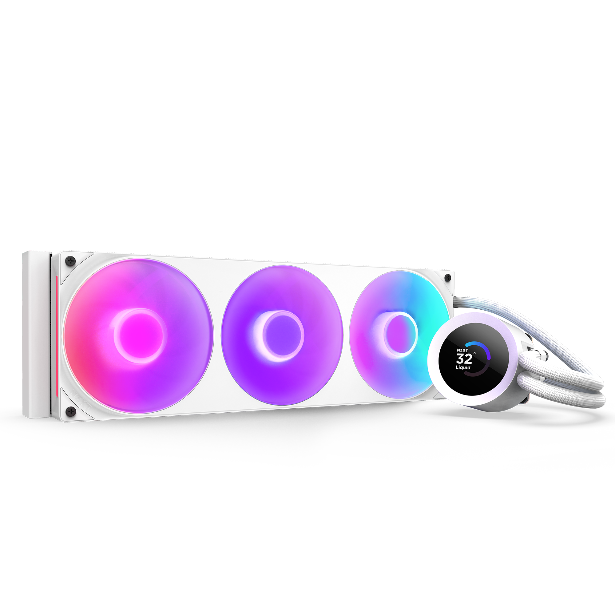 NZXT - Kraken Plus RGB 360mm Radiator CPU Liquid Cooler (1 x F360 RGB Core single-frame fan) with 1.54" Square LCD - White