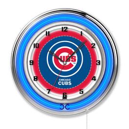 Holland Bar Stool Co. - Chicago Cubs 19" Double Neon Wall Clock - Multicolor