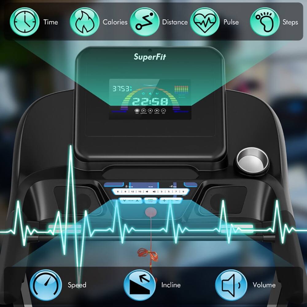Time Calories Distance Pulse Steps  
SuperFit  
3753: 22:58  
Speed 7  
Incline  
Volume