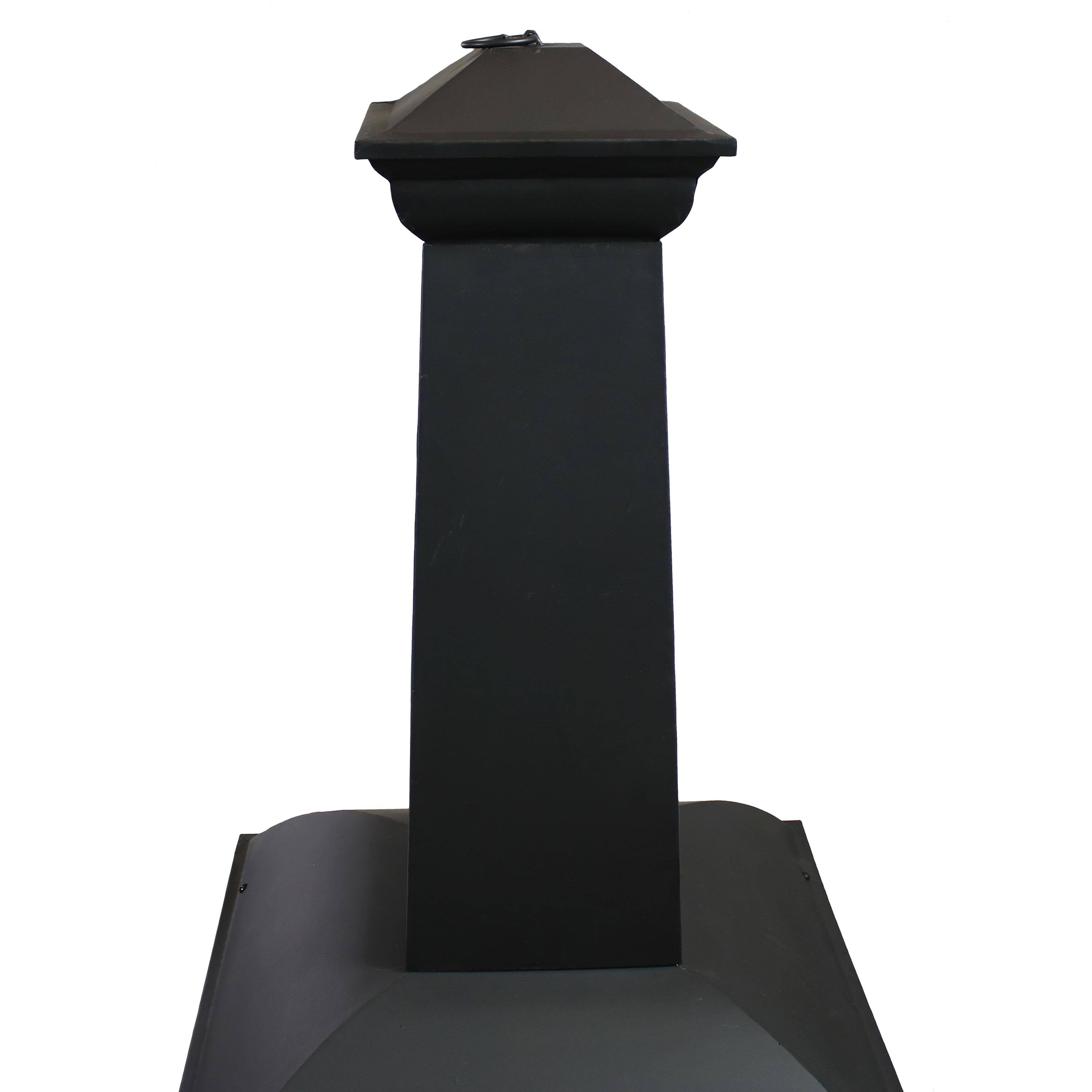Alt View 5. Sunnydaze - Steel Wood Burning 360-View Chiminea with Log Grate/Poker - 57 in - Black.