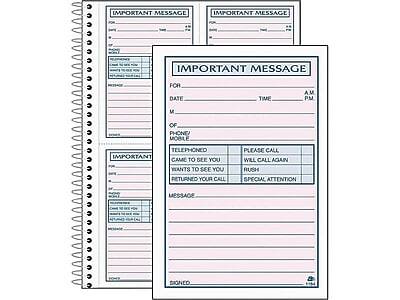 **IMPORTANT MESSAGE**

**FOR:** _______________________

**DATE:** _______________________

**TIME:** AM / PM

**M:** _______________________

**OF:** _______________________

**PHONE/MOBILE:** _______________________

**TELEPHONED:** [ ]  
**PLEASE CALL:** [ ]  
**CAME TO SEE YOU:** [ ]  
**WILL CALL AGAIN:** [ ]  
**WANTS TO SEE YOU:** [ ]  
**RUSH:** [ ]  
**RETURNED YOUR CALL:** [ ]  
**SPECIAL ATTENTION:** [ ]

**MESSAGE:** _______________________

**SIGNED:** _______________________

---

**IMPORTANT MESSAGE**

**FOR:** _______________________

**DATE:** _______________________

**TIME:** AM / PM

**M:** _______________________

**OF:** _______________________

**PHONE/MOBILE:** _______________________

**TELEPHONED:** [ ]  
**PLEASE CALL:** [ ]  
**CAME TO SEE YOU:** [ ]  
**WILL CALL AGAIN:** [ ]  
**WANTS TO SEE YOU:** [ ]  
**RUSH:** [ ]  
**RETURNED YOUR CALL:** [ ]  
**SPECIAL ATTENTION:** [ ]

**MESSAGE:** _______________________

**SIGNED:** _______________________

---

