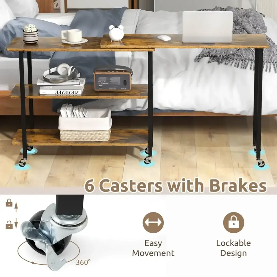 6 Casters with Brakes 360 Easy Movement Lockable Design