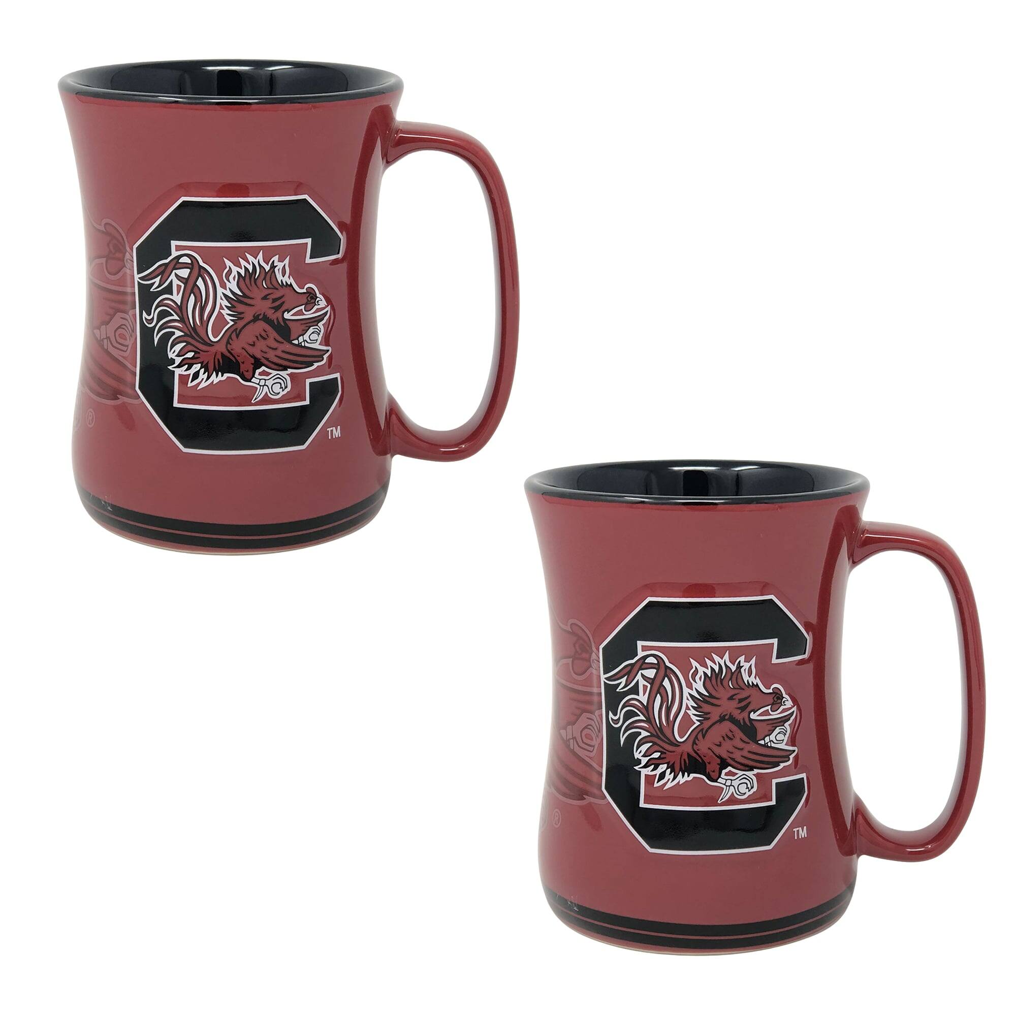 Front. Indigo Falls - South Carolina Gamecocks 16oz. Sculpted Barista Mug Two-Pack - Maroon.