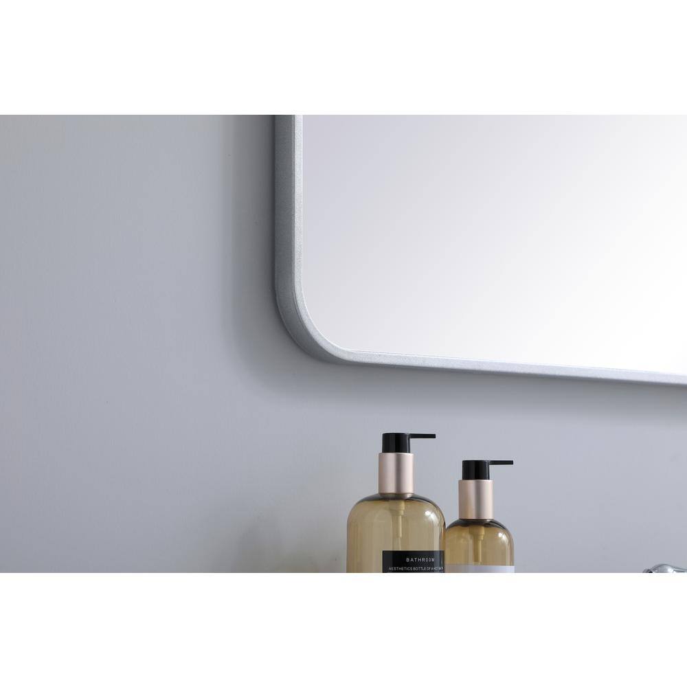 Alt View 2. Elegant Decor - Soft corner metal rectangular mirror 22x40 inch in Silver - Silver.