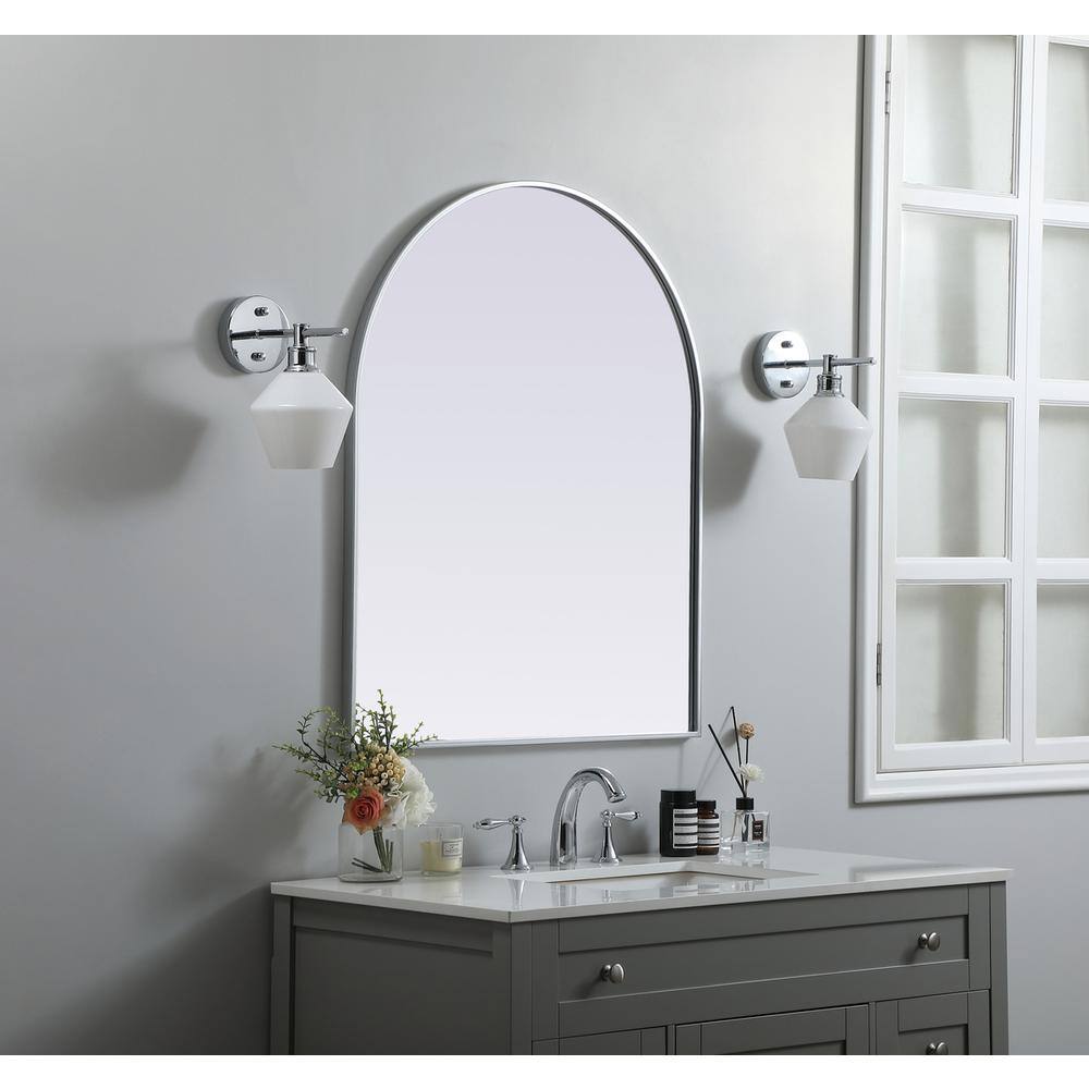 Alt View 4. Elegant Decor - Metal Frame Arch Mirror 30x36 Inch in Silver - Silver.