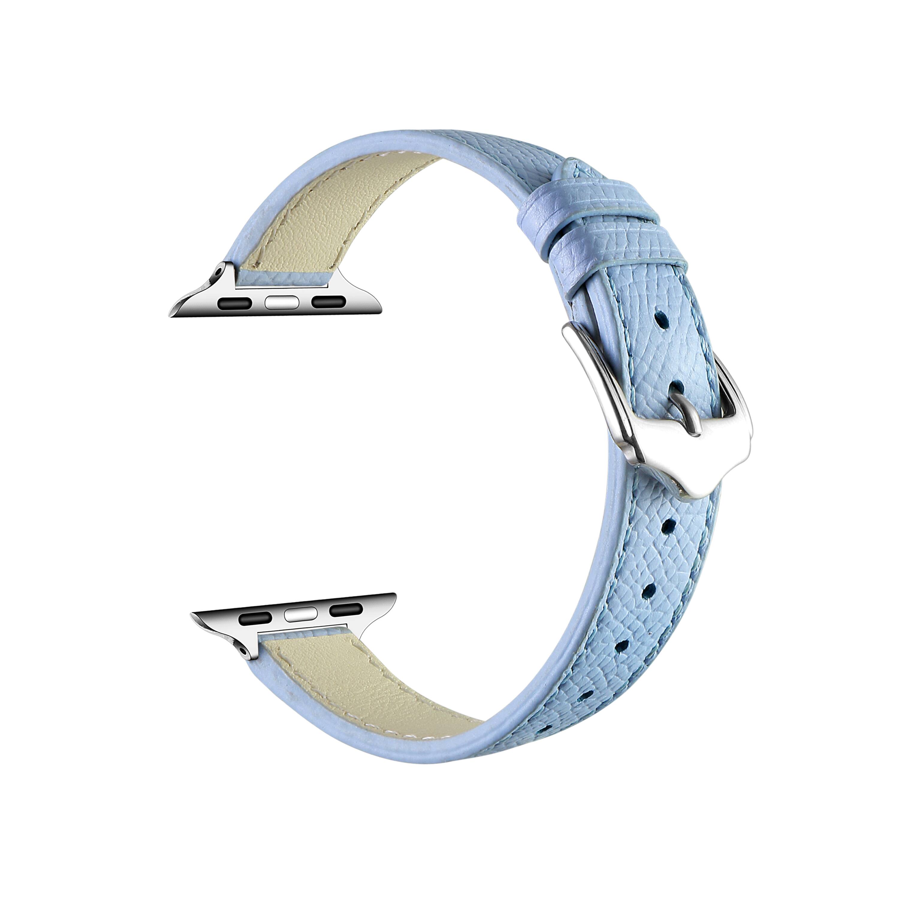 Angle. Posh Tech - Cleo Skinny Leather Band for Apple Watch - Ice Blue.