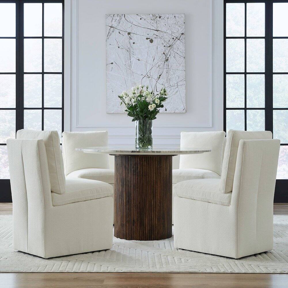 Alt View 3. Liberty Furniture Industries - Accent Dining Chair with Castors - Squared Back - Ivory Upholstry - White.
