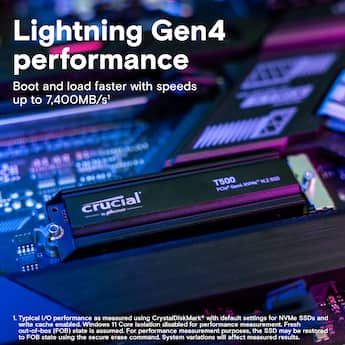 Crucial T500 2TB Internal SSD PCIe Gen 4x4 NVMe M.2 with Heatsink Crucial T500 2TB Internal SSD PCIe Gen 4x4 NVMe M.2 with Heatsink