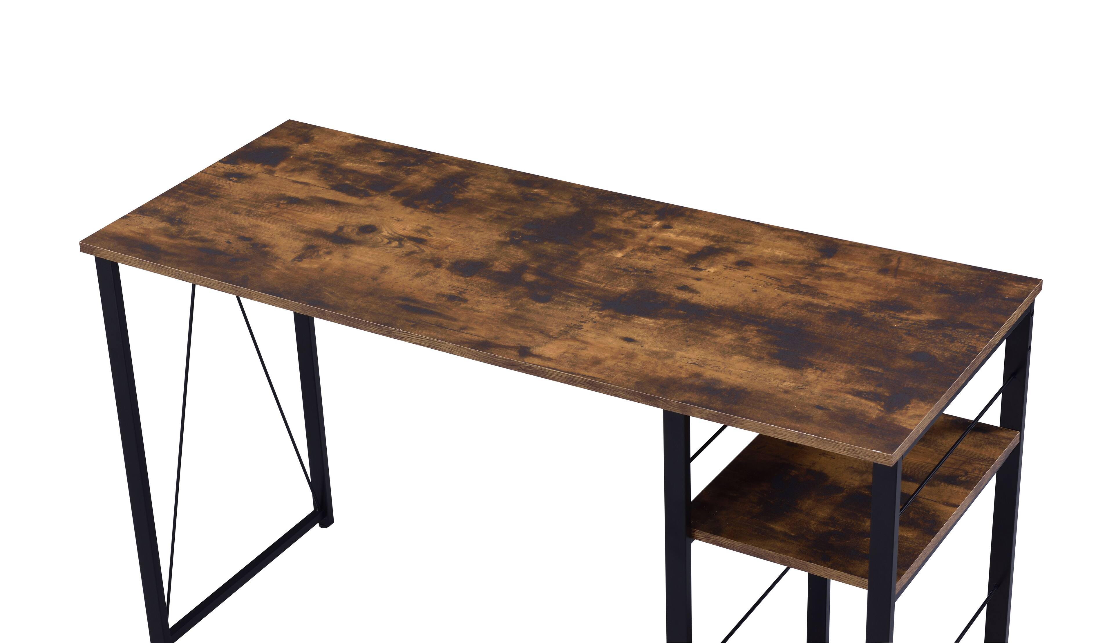 Alt View 2. TinyHomie - Vadna Weathered Oak and Black Finish Writing Desk - Black and Oak.
