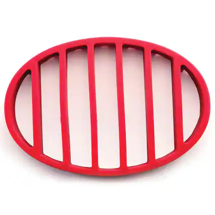 Front. Norpro - Oval Silicone Roast Rack, Red, 9 x 6 Inch - Red.