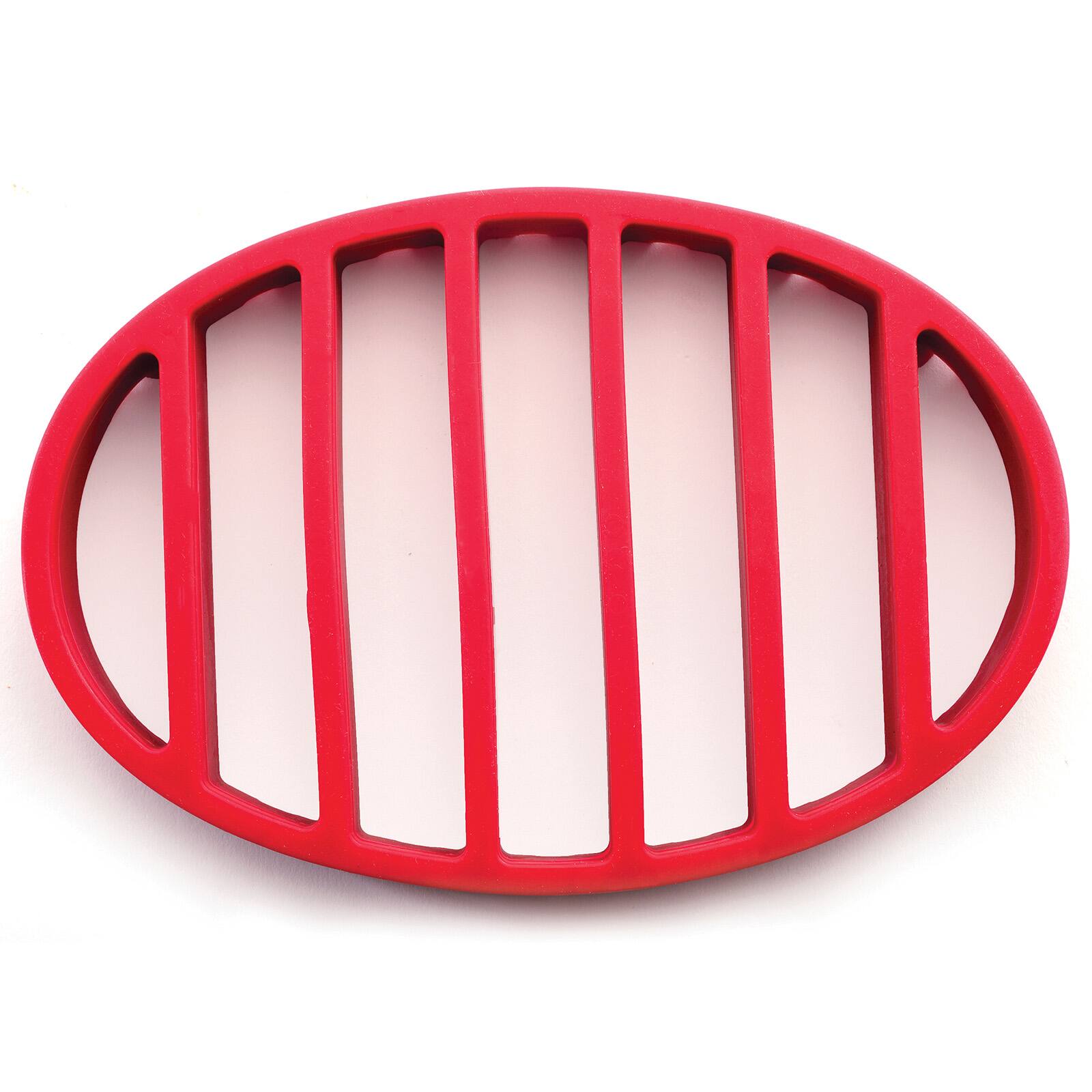 Front. Norpro - Oval Silicone Roast Rack, Red, 9 x 6 Inch - Red.