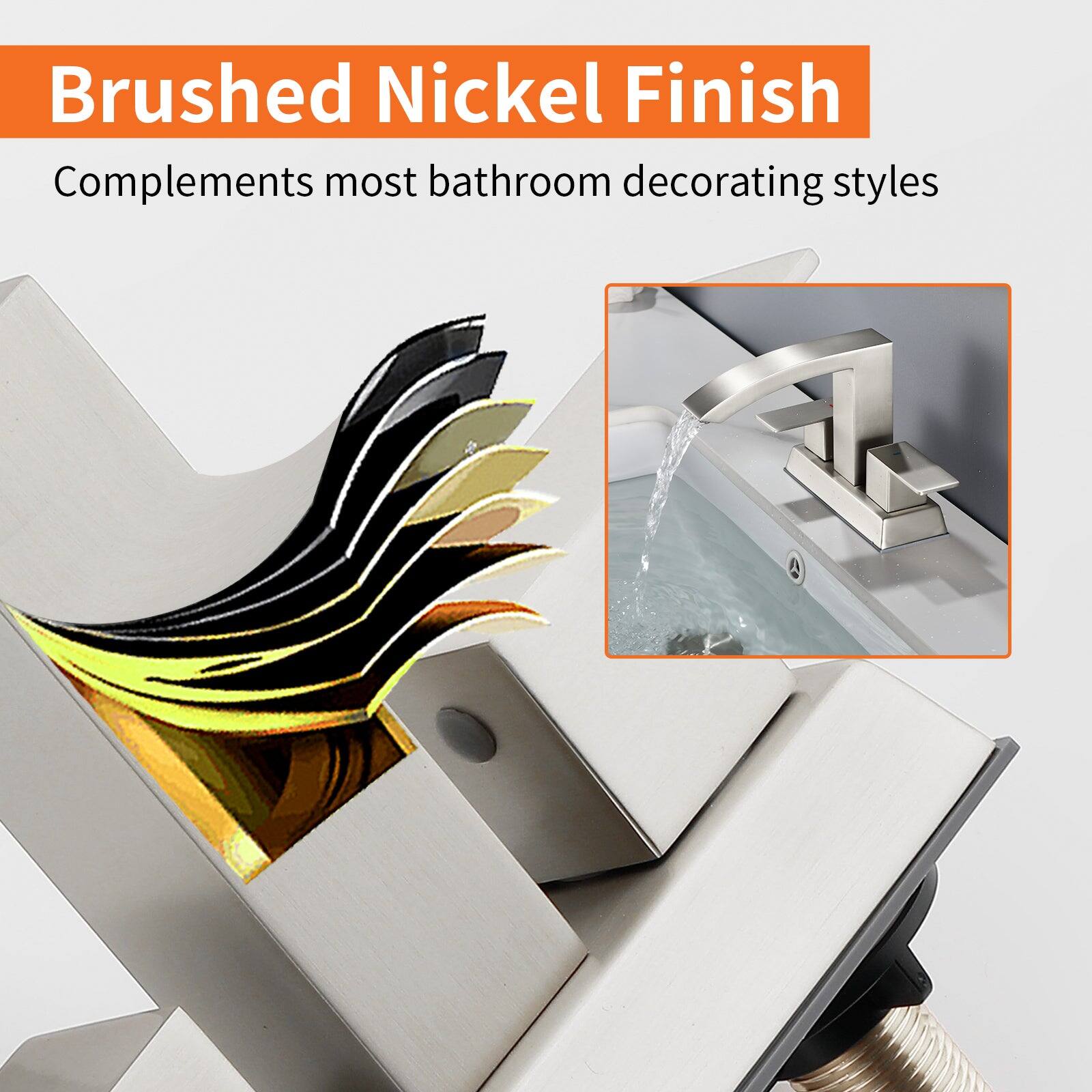 Brushed Nickel Finish  
Complements most bathroom decorating styles